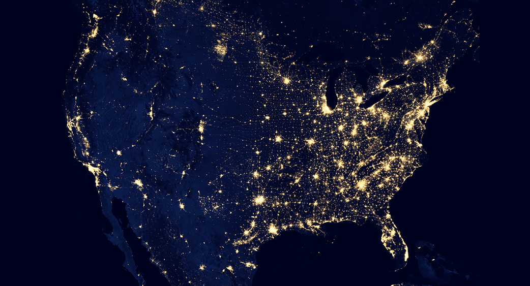 NASA satellite image of US electrified